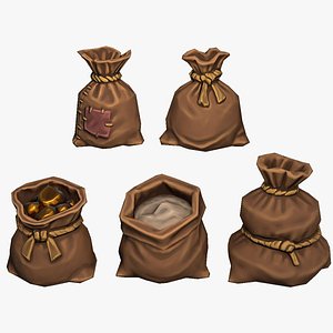 Stylized Fantasy RPG Sacks Burlap Bags Sack 3D model