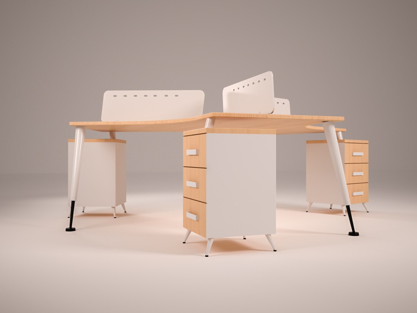 3D Triple Desk | 1148707 | TurboSquid