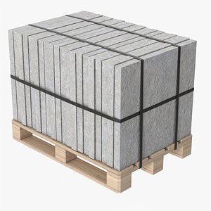 3D Concrete Slabs On Wood Pallet