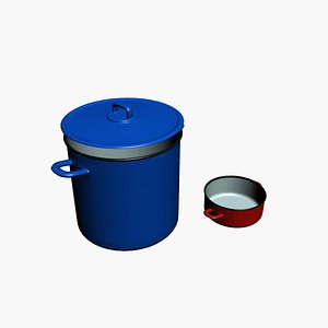 3D pots kitchenware cookware