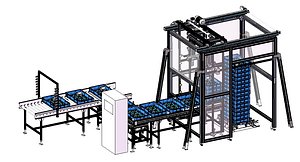 Automatic Tray Stacker and De-stack System with Conveyor 3D CAD Model 3D