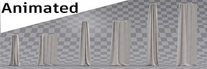 Animated curtain fabric openingclosing animation 3D model
