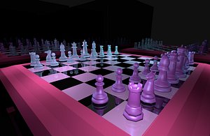 3D chess vaporwave model
