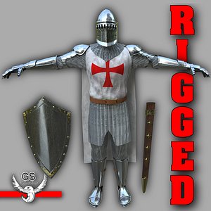 3d knight medieval character rigged