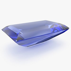 3D Baguette Cut Blue Sapphire