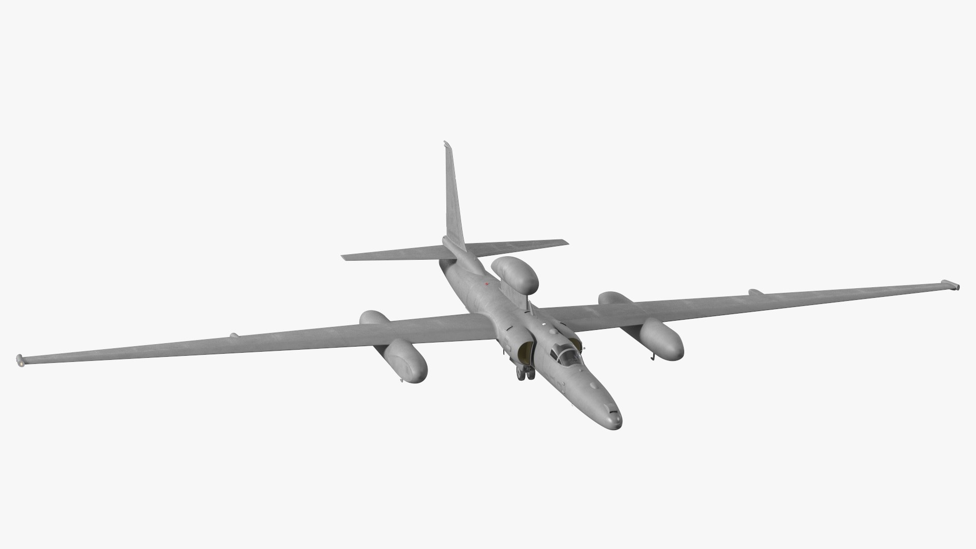 Grey Reconnaissance Aircraft Simple Interior Rigged 3D model preview