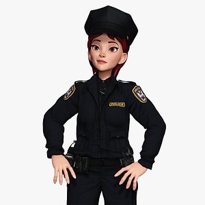 Stylized Female Police Officer Rigged woman cop Policewoman 3D