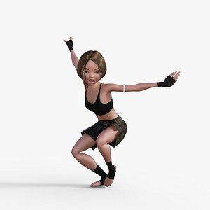 Cartoon Fighter Girl Rigged