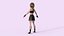 Cartoon Fighter Girl Rigged 3D model