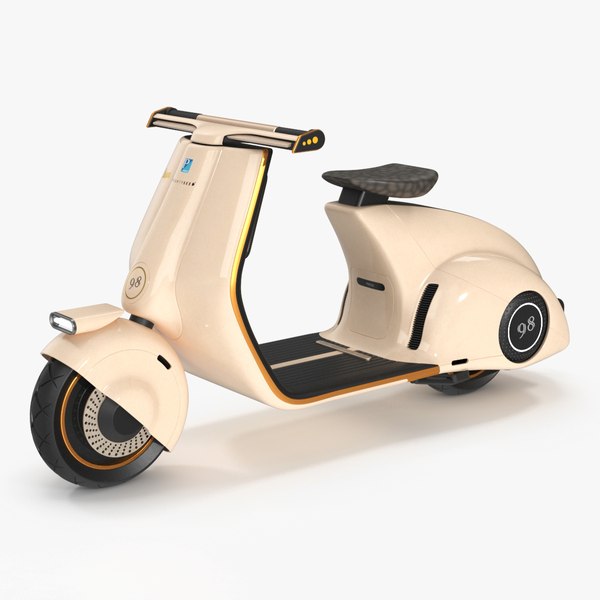 beigeelectricscootervespa98lightsonvray3