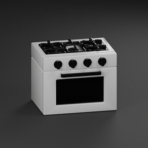 3D Low Poly Modern Kitchen Oven Game Ready