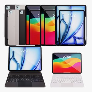 iPad Air 11-13 inch Blue M2 2024 Collection With Magic Keyboard 3D model