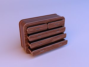 Chest of drawers plywood-Dresser 3D model 3D model