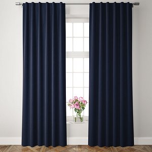 velvet pole pocket curtains 3D model