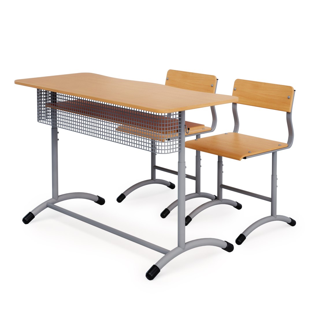 3D Model Chairs And School Desk For Two Students Extra TurboSquid 1806817