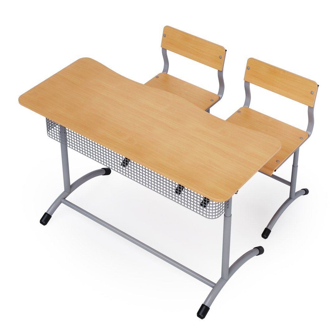 3D Model Chairs And School Desk For Two Students Extra TurboSquid 1806817