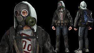 Post apocalyptic survivor 5 Game ready low poly character Low-poly 3D model