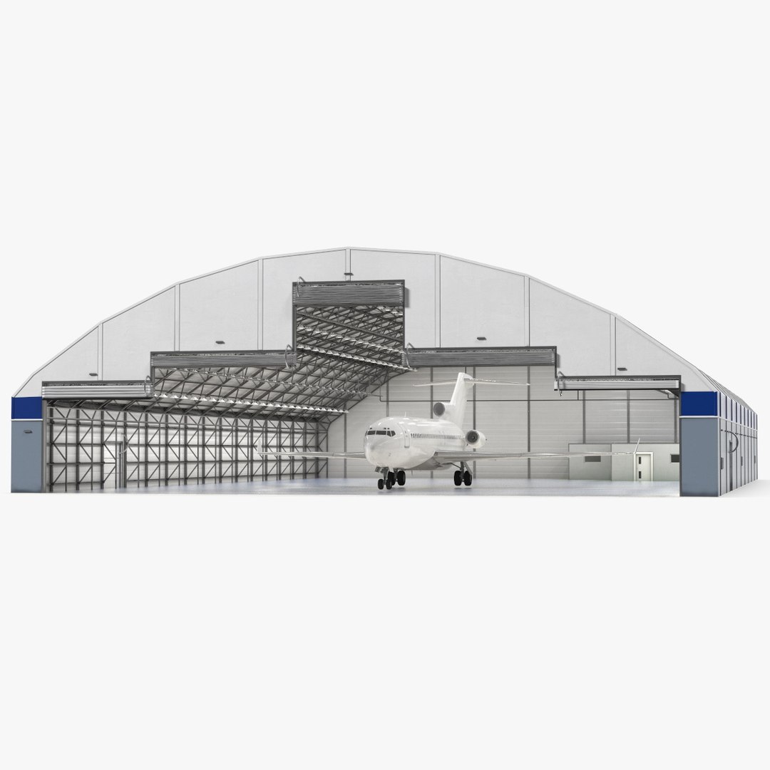 Boeing 727 100 Private Generic Maintained In Aircraft Hangar 3D model preview