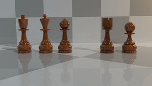 chess pieces without a chess knight 3D model
