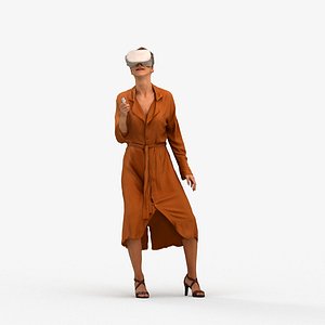 3D model 00561Maghan016 - Adult Caucasian woman standing at home in transitional seasonal clothing