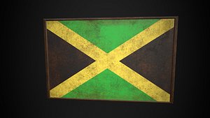 3D Old Picture Frame With Jamaica  Flag - Game Ready PBR Low-poly  3D Model model