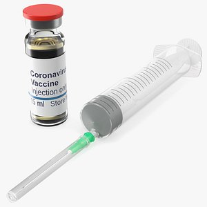 syringe coronavirus vaccine corona 3D model