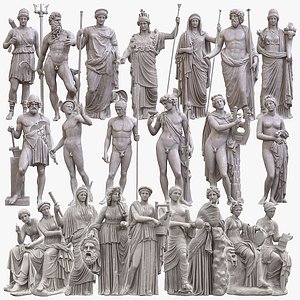 Statues of Gods and Muses Greek Mythology 3D model