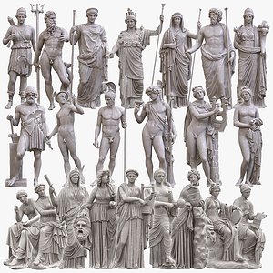 Statues of Gods and Muses Greek Mythology
