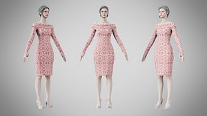 3D Dress 11 Crimson Bloom Lattice