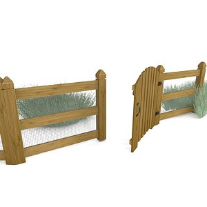 3D model wooden fence