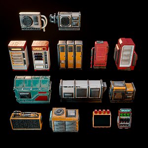 3D SCIFI CYBERPUNK FUTURISTIC PROP KIT model