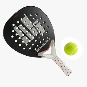 3D Paddle Tennis Racket with Balls Modern Design 3D model