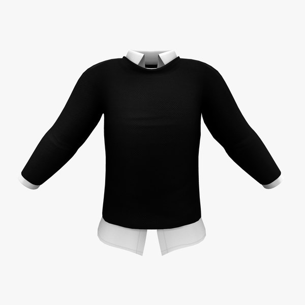 3D Crew Neck Sweater - Shirt Under Combo - TurboSquid 1805486
