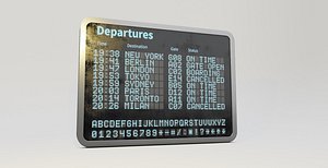 Airport departure billboard 3D model