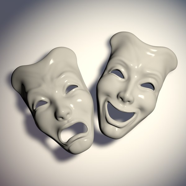 3d masks tragedy comedy model