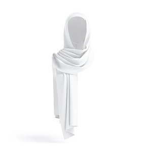 3D White Shayla - muslim traditional woman headscarf
