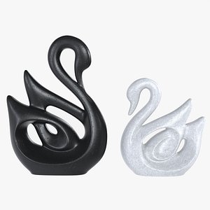 3D model Ceramic Swan Figurines