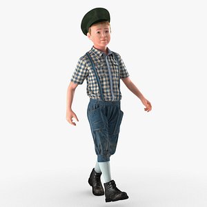 vintage child boy walking 3D model