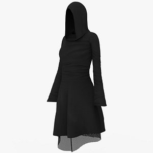 Woman Lace-up Flare Sleeve Hooded