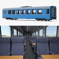 Economy-Class Passenger Coach with Air Vents Blue with Interior