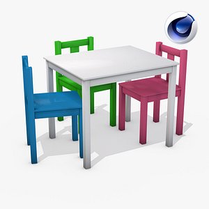 childrens table chairs 3d model