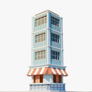 Low Poly Cartoon Style Isometric game  Building 3D model