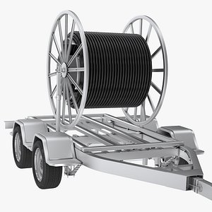 Broadband Cable Drum With Trailer 3D model