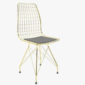 Realistic Gold Color Wire Chair 3D model