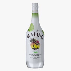 malibu lime rum bottle 3D model