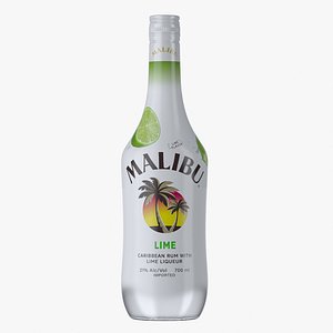 Malibu Lime Rum Liqueur Bottle