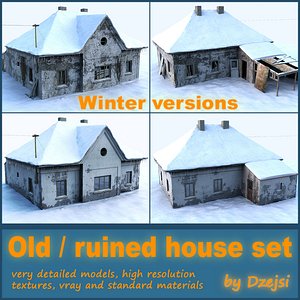 Old and ruined house set - winter version