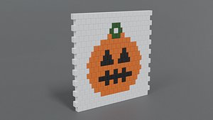 Low Poly Cartoon Pumpkin Brick Wall
