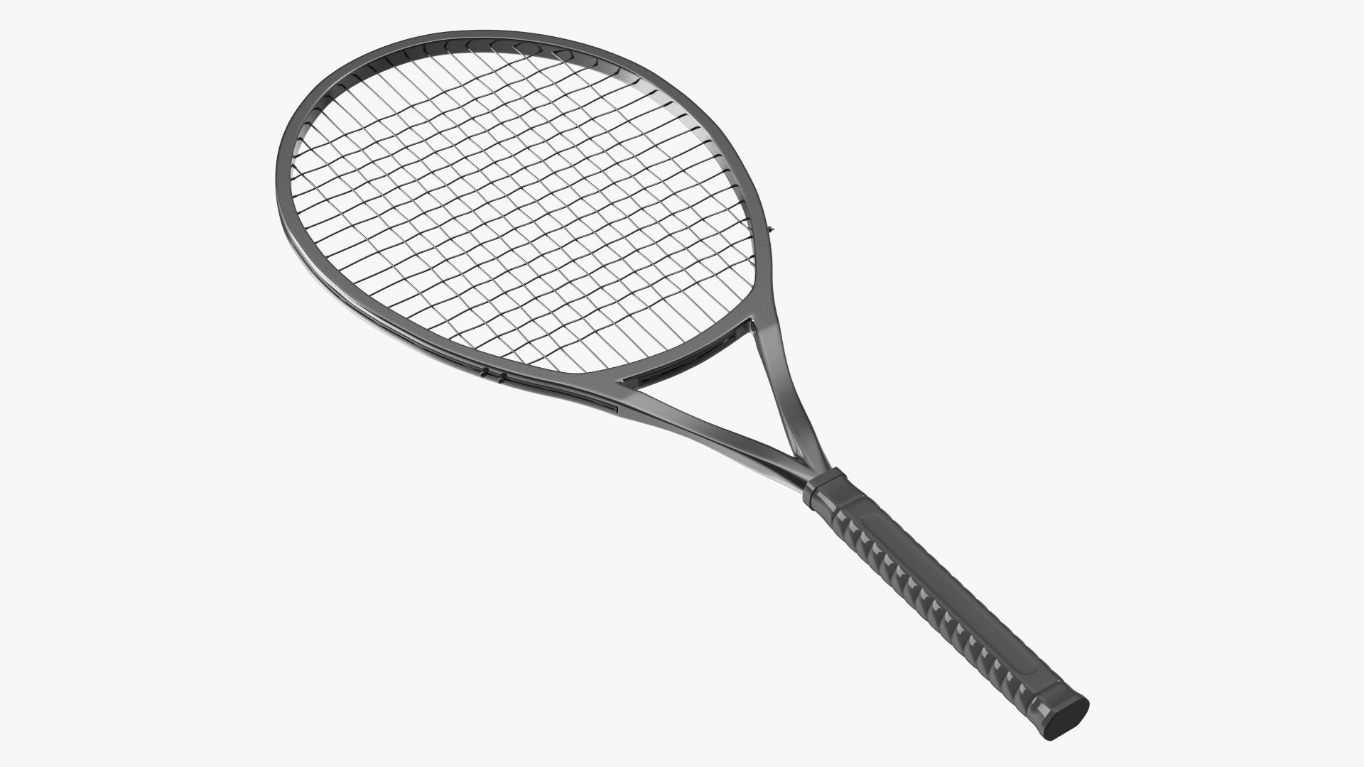 Black Tennis Racket 3D model preview