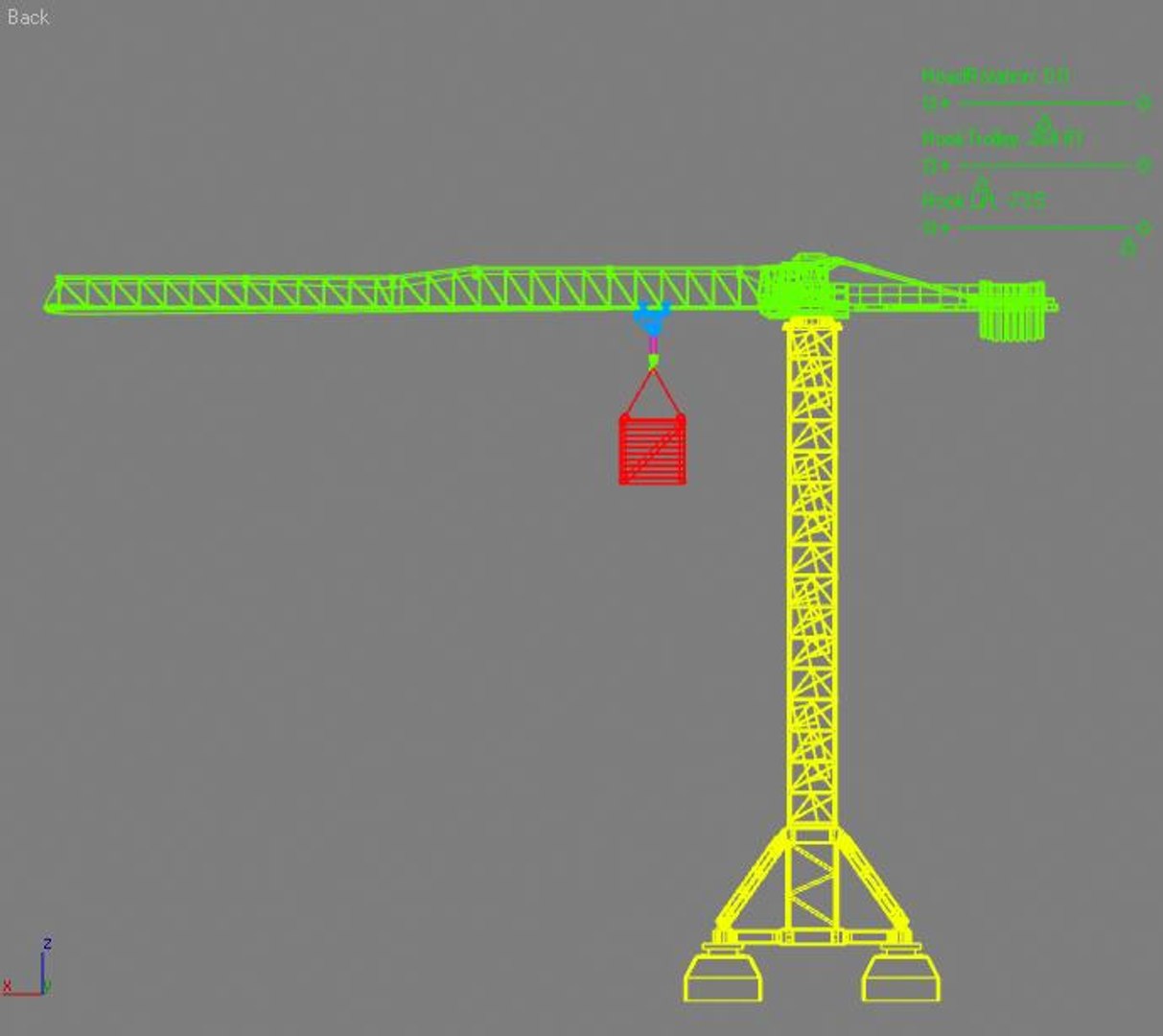 3d model rigged construction tower crane